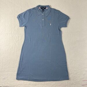 Polo Sport Ralph Lauren Women's Polo Shirt Dress Blue 100% Cotton Size L VTG NWT